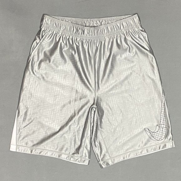 NWT Nike Boys Dri-Fit Graphic Shorts - Large - Light Smoke Grey/White - Picture 1 of 5